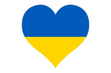 Flag of Ukraine. heart shaped icon on white background.