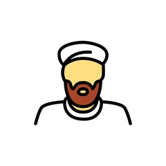Sunni muslim man line color icon. Isolated vector element.