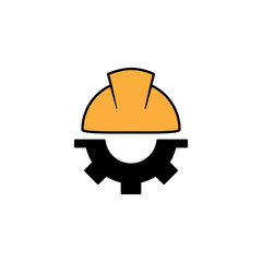 Construction logo Design Vector informed helmet. Good for Real Estate, Construction, Apartment, Building, House and Architecture.