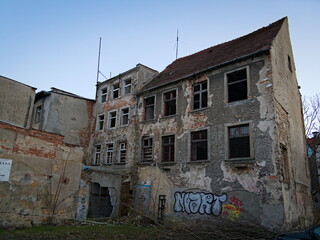 an old derelict dilapidated buildings without windows