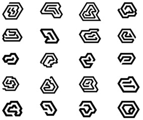 Set of Solid 3D Logo elements. 
