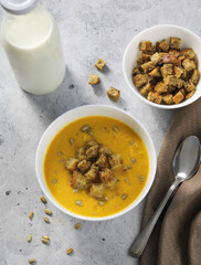 pumpkin soup in a bowl