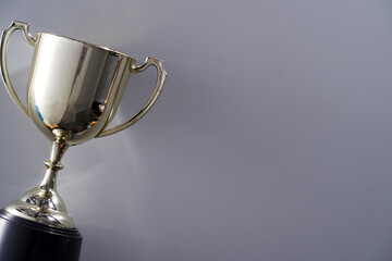 golden trophy against gray background