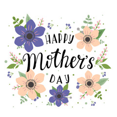 A greeting card for Mother's Day. Vector banner on a white background with flowers. Festive background in pink and peach tones