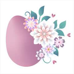 Easter egg with flowers, vector illustration eps 10