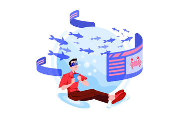 Man experiencing virtual sea tour in the metaverse