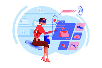 Girl doing virtual shopping in the metaverse