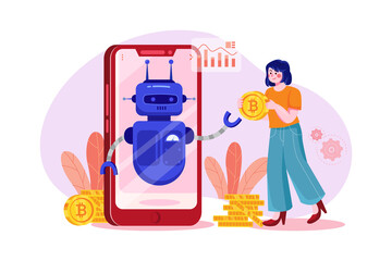 Cryptocurrency Trading Bot illustration concept