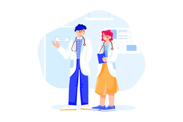Doctors standing together illustration concept
