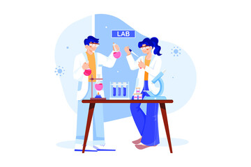 Medical research team working on lab illustration concept