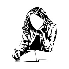 career woman illustration sketch design icon logo vector