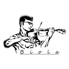 playing violin illustration sketch design icon logo vector