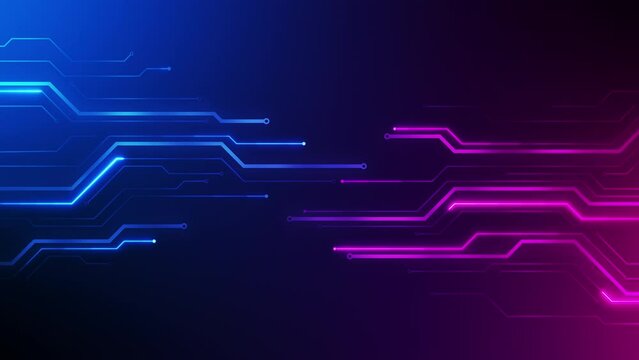 Electronics abstract background. Circuit lines motion for technology design concept. Digital signal flow futuristic texture. Seamless loop.