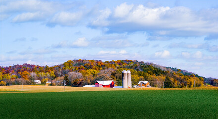 Countryside scenery at autumn season, Wisconsin, Midwest USA,

