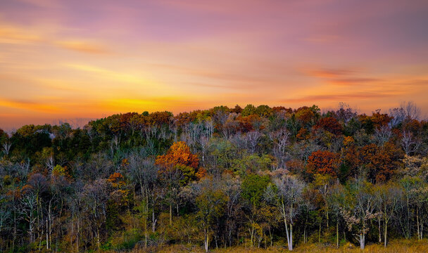 Autumn landscape in Wisconsin, Midwest USA,