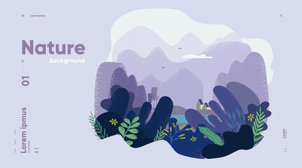 Nature and landscape. Background vector illustration. Picture for a poster, postcard or cover. - obrazy, fototapety, plakaty