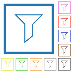 Filter outline flat framed icons