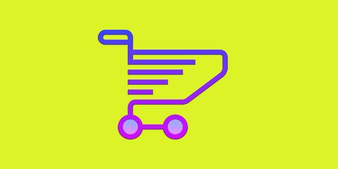 Shopping trolley with yellow background