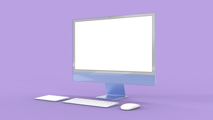 Computer display . Desktop computer screen isolated. Modern creative workspace background