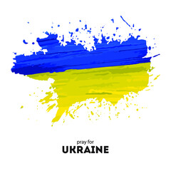 Stop war in Ukraine, support, brush paint flag 