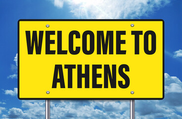 welcome to Athens written on road sign