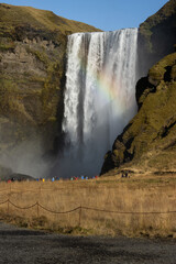 Fototapeta premium waterfall in iceland with rainbows