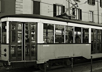 Fototapeta na wymiar Italy, Milan: The tram, a means of transport still in use.