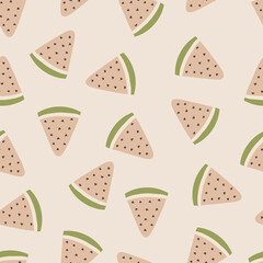 Watermelon seamless pattern background, vector repeating digital paper for fabric, wallpaper, stationery, textile.