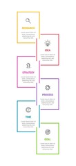 Vertical infographic design with icons and 6 options or steps. Thin line. Infographics business concept. Can be used for info graphics, flow charts, presentations, mobile web sites, printed materials.