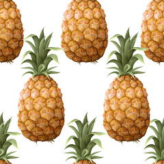 Seamless pattern with pineapples. Vector trendy print