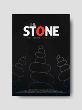 the stone movie poster design template with red and black color