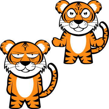 little tiger cartoon kawaii expression set collection in vector format