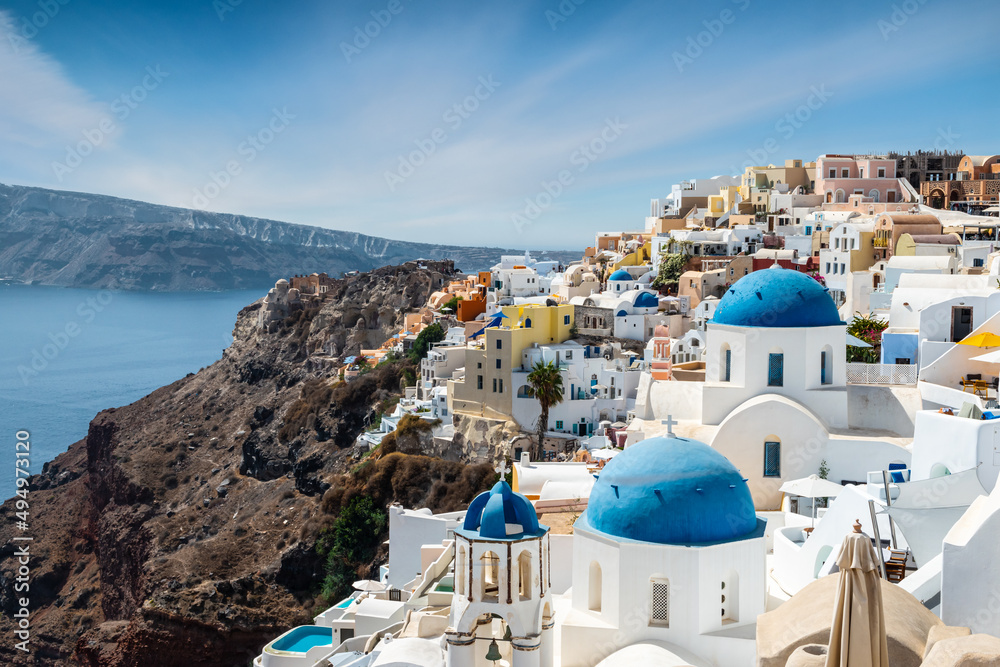 Poster Panoramic view of Oia village, Santorini Island, Greece.