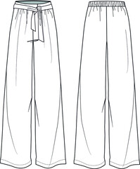 illustration of clothes for women , technical drawing pants 