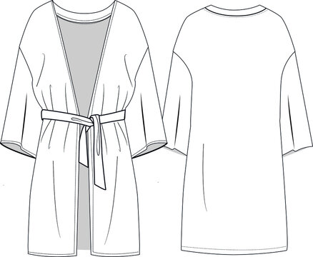 illustration of a caftan , fashion drawing clothes technical drawing