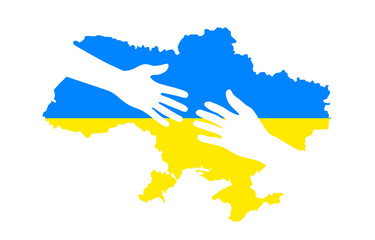 Helping hands of a Ukrainian on the territory of the country. Vector