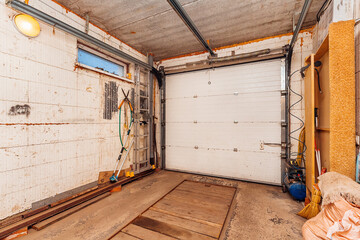 garage in a private house with rolling gates