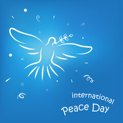 The dove is a symbol of peace. Illustration International Peace Day, dove with an olive branch.