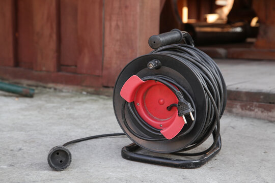 Isometric Extension cable on reel. Electrical cable extension reel