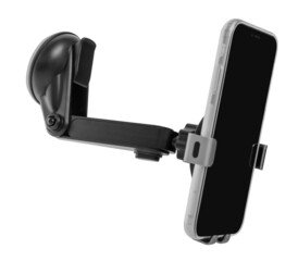Car holder for a phone with a phone, isolated on a white background