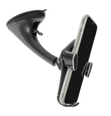 Car holder for a phone with a phone, isolated on a white background