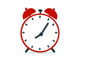 red alarm clock isolated on white