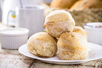 cheese bread, typical snack from Minas Gerais, served hot with coffee, Brazilian tradition