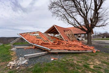 Broken roof after a storm