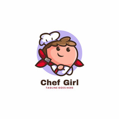 Vector Logo Illustration Little Chef Mascot Cartoon Style.