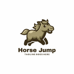 Vector Logo Illustration Horse Jump Mascot Style.