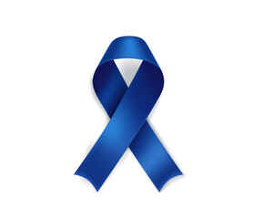 Tuberous sclerosis awareness month symbol. Blue ribbon isolated on white background