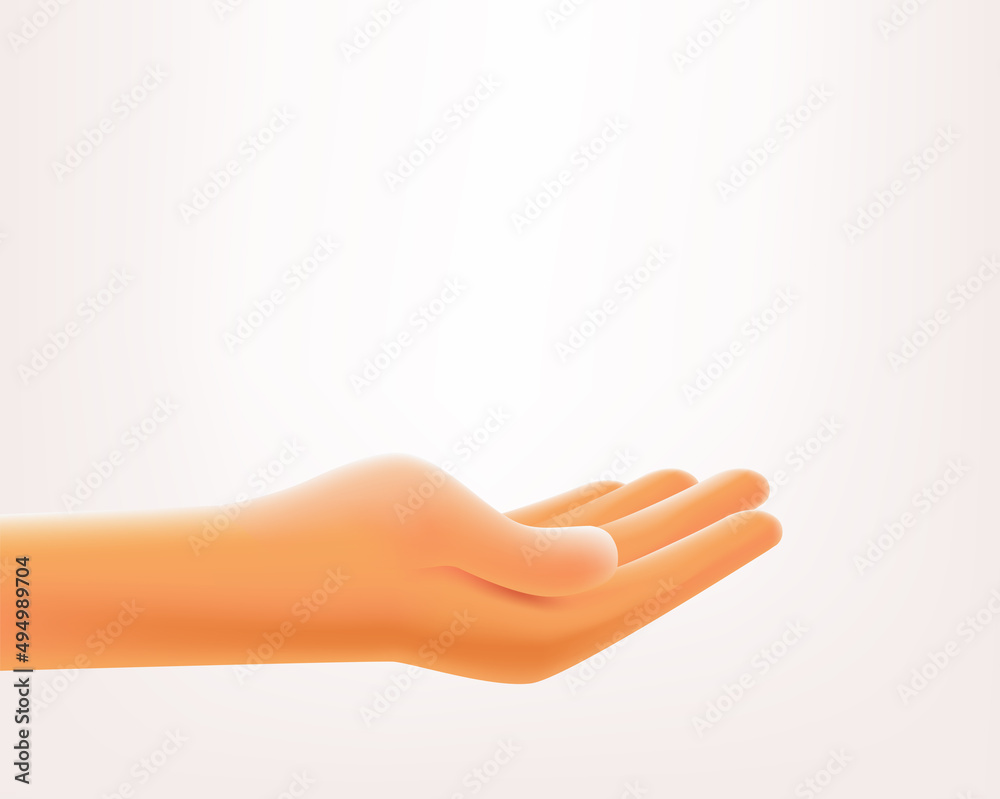 Poster empty open human hand isolated on white background. 3d style vector illustration