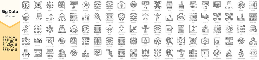 Set of big data icons. Simple line art style icons pack. Vector illustration - obrazy, fototapety, plakaty