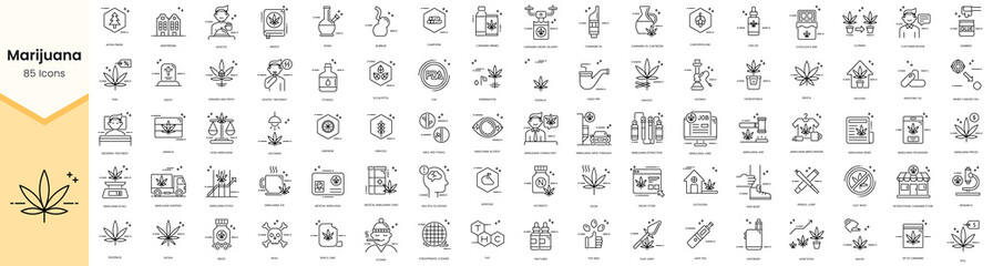 Set of marijuana icons. Simple line art style icons pack. Vector illustration - obrazy, fototapety, plakaty